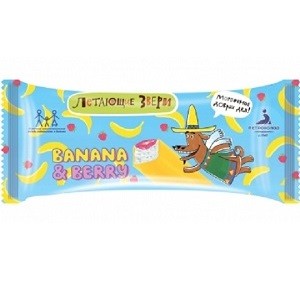 Батончик 60/30 "BANANA&BERRY" ванильный с малиновым наполнителем в глазури со вкусом банана