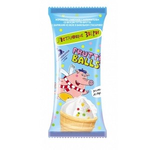 Вафельный стаканчик 70/40 FRUTTI BALLS сливочный ванильный с наполнителем со вкусом тутти-фрутти